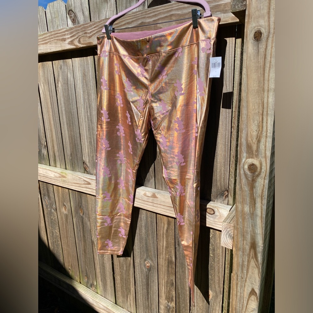 Disney Metallic Copper Pink Mickey Leggings